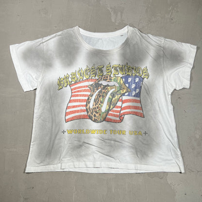 Bravest Studio Rhinestone World Tour White Tee Size Medium USED x18337