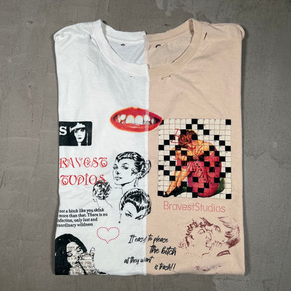 Bravest Studio Half Puzzle White Tee Size Medium USED x18336