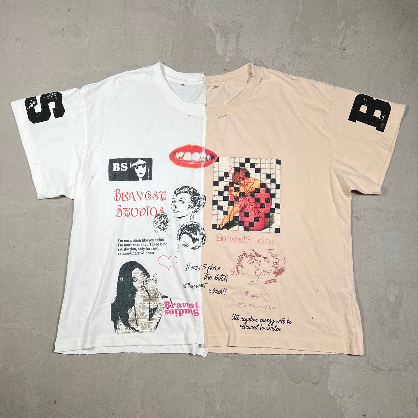 Bravest Studio Half Puzzle White Tee Size Medium USED x18336