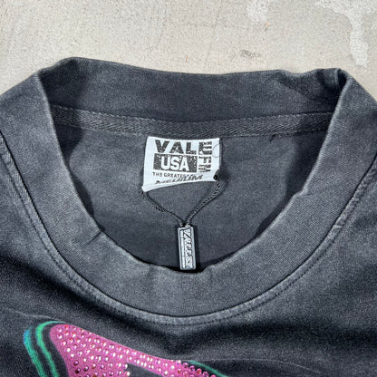 Vale Fever Rhinestone Bling Black Tee Size Medium NEW x18277