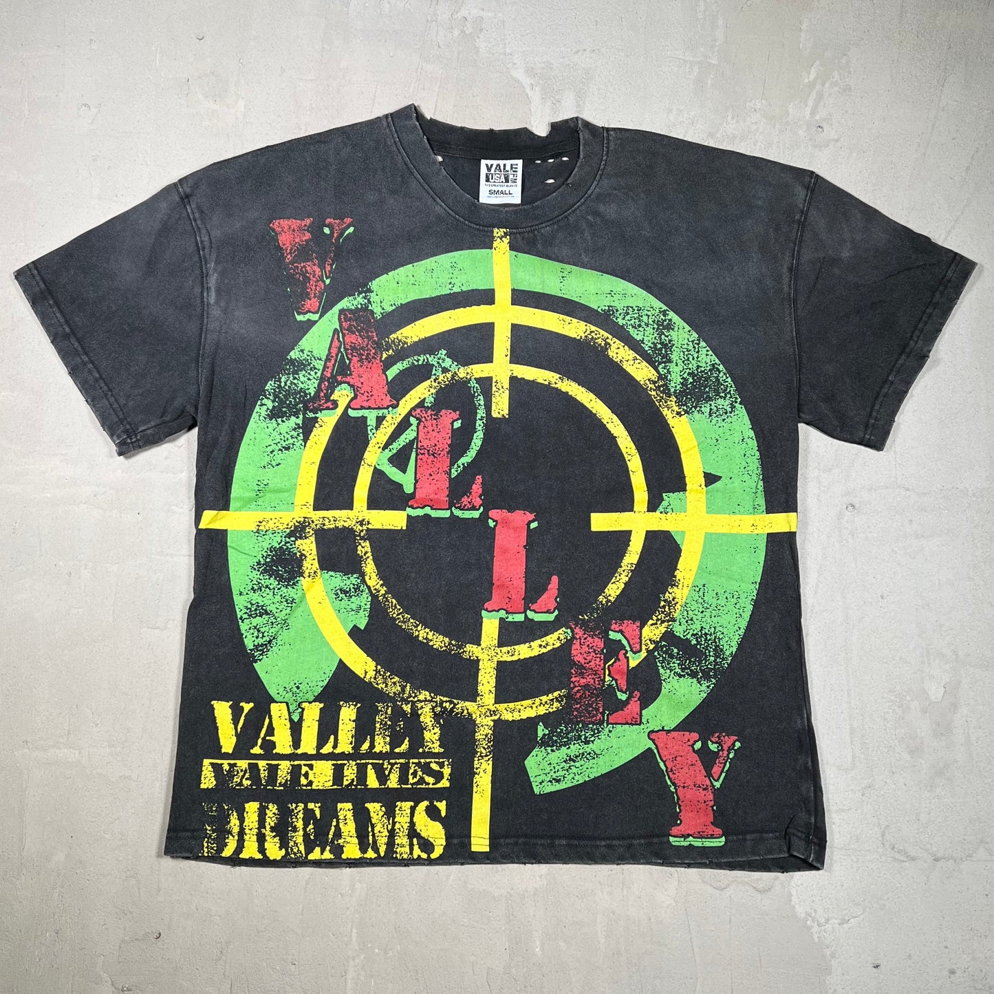 Vale Public Enemy Target Washed Black Tee Size Small NEW x18274