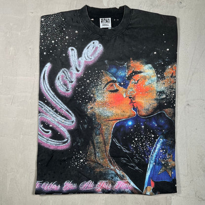 Vale Fared Your Bling Kissing Washed Black Tee Size Small NEW x18275