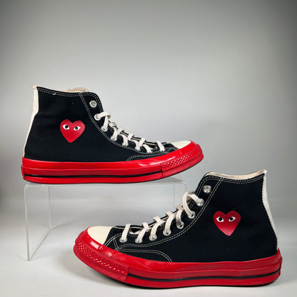 Converse Chuck Taylor 70 Hi CDG Play Black Red (2022) Size 10 USED s22573