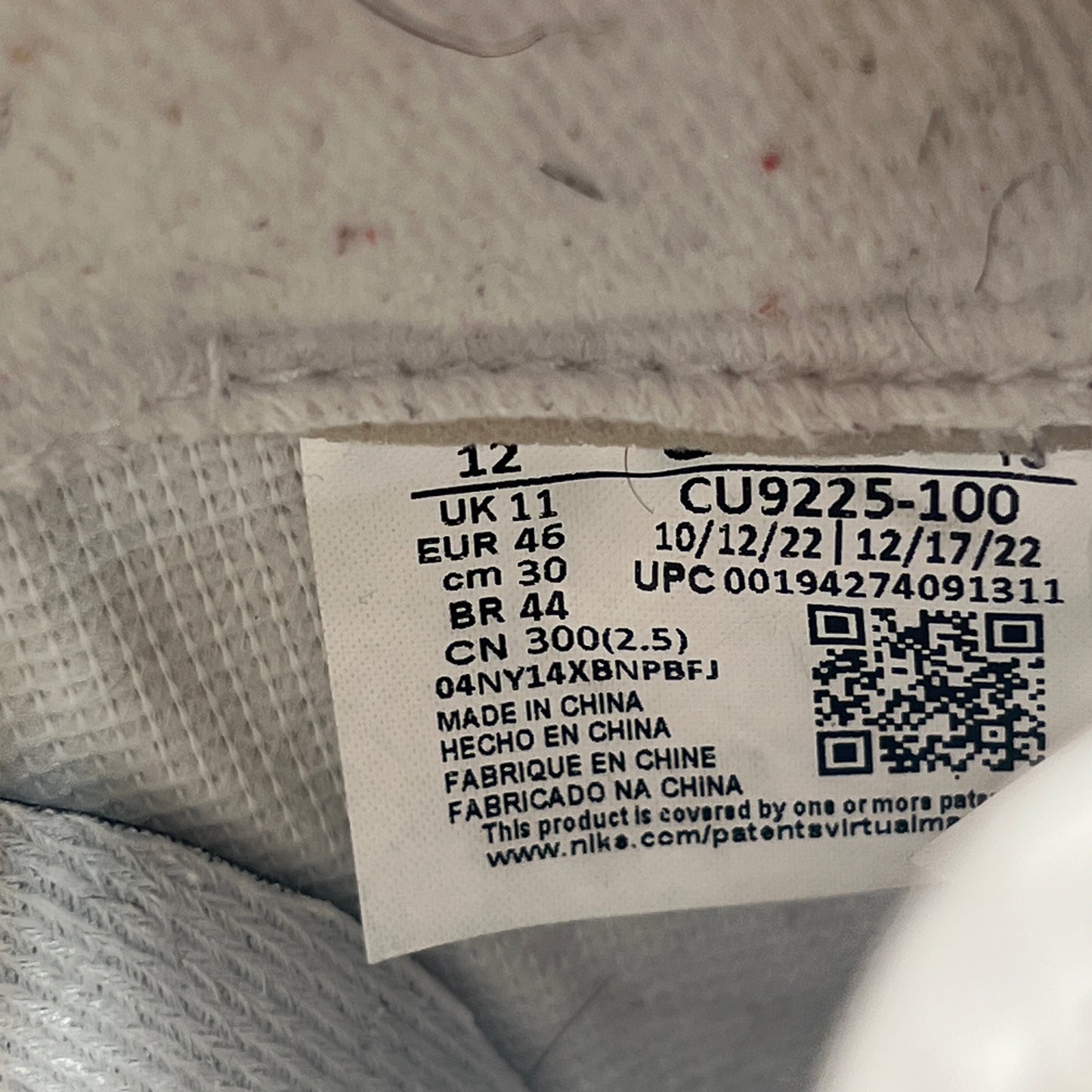 Nike Air Force 1 Low Supreme White (2022) Size 12 USED s22719