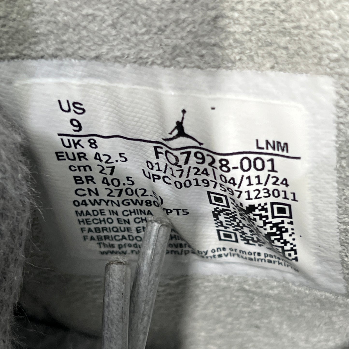 Jordan 4 Paris Olympics Wet Cement (2024) Size 9 USED s22883