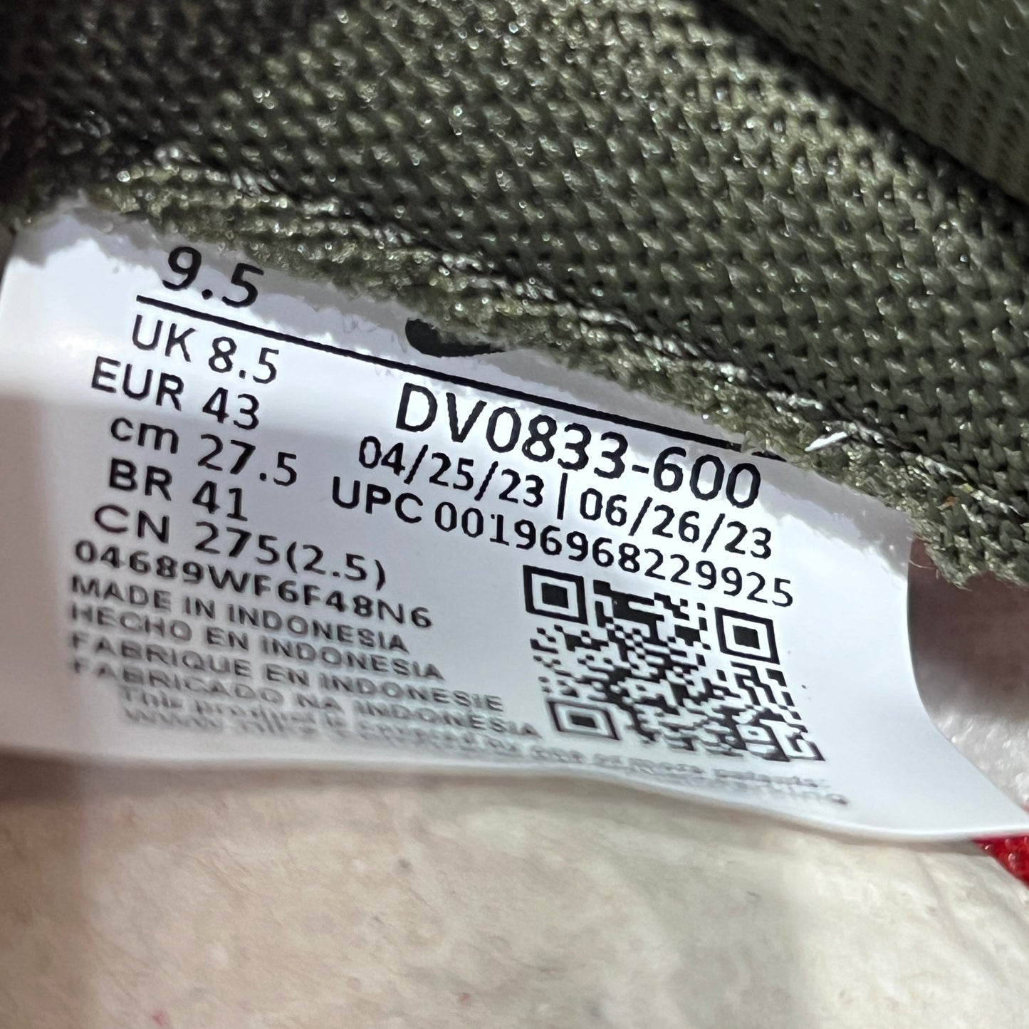 Nike Dunk Low Mystic Red Cargo Khaki (2023) Size 9.5 USED s22982