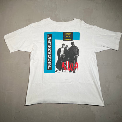 Straight Outta Compton NWA Tee White/Blue Size XL USED v5639