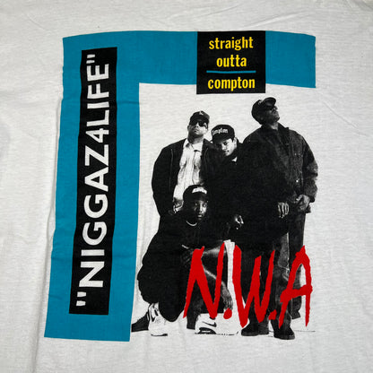 Straight Outta Compton NWA Tee White/Blue Size XL USED v5639