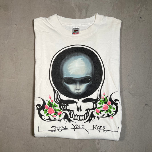1996 Grateful Dead Alien Steal Your Race White Tee Size Large USED v8778