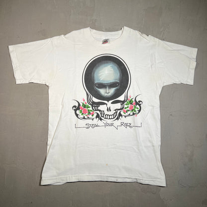 1996 Grateful Dead Alien Steal Your Race White Tee Size Large USED v8778