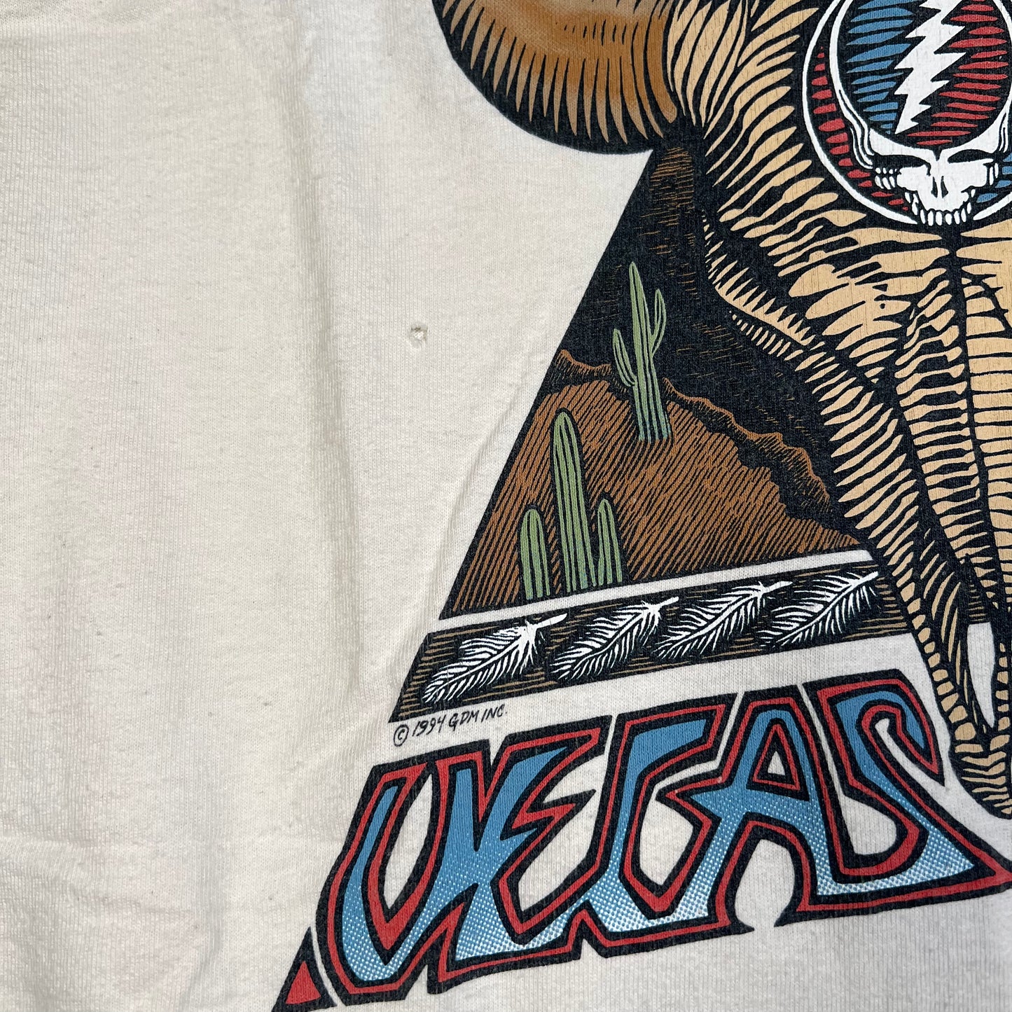 1994 Grateful Dead Vegas Head White Tee Size Large USED v13951