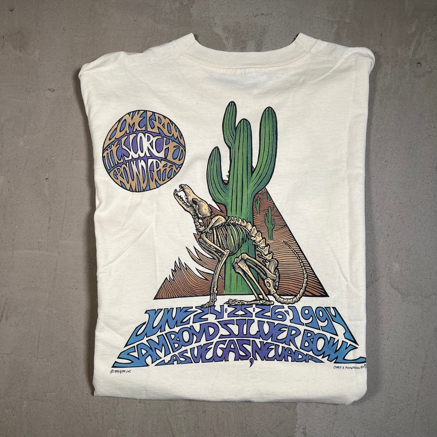 1994 Grateful Dead Vegas Head White Tee Size Large USED v13951