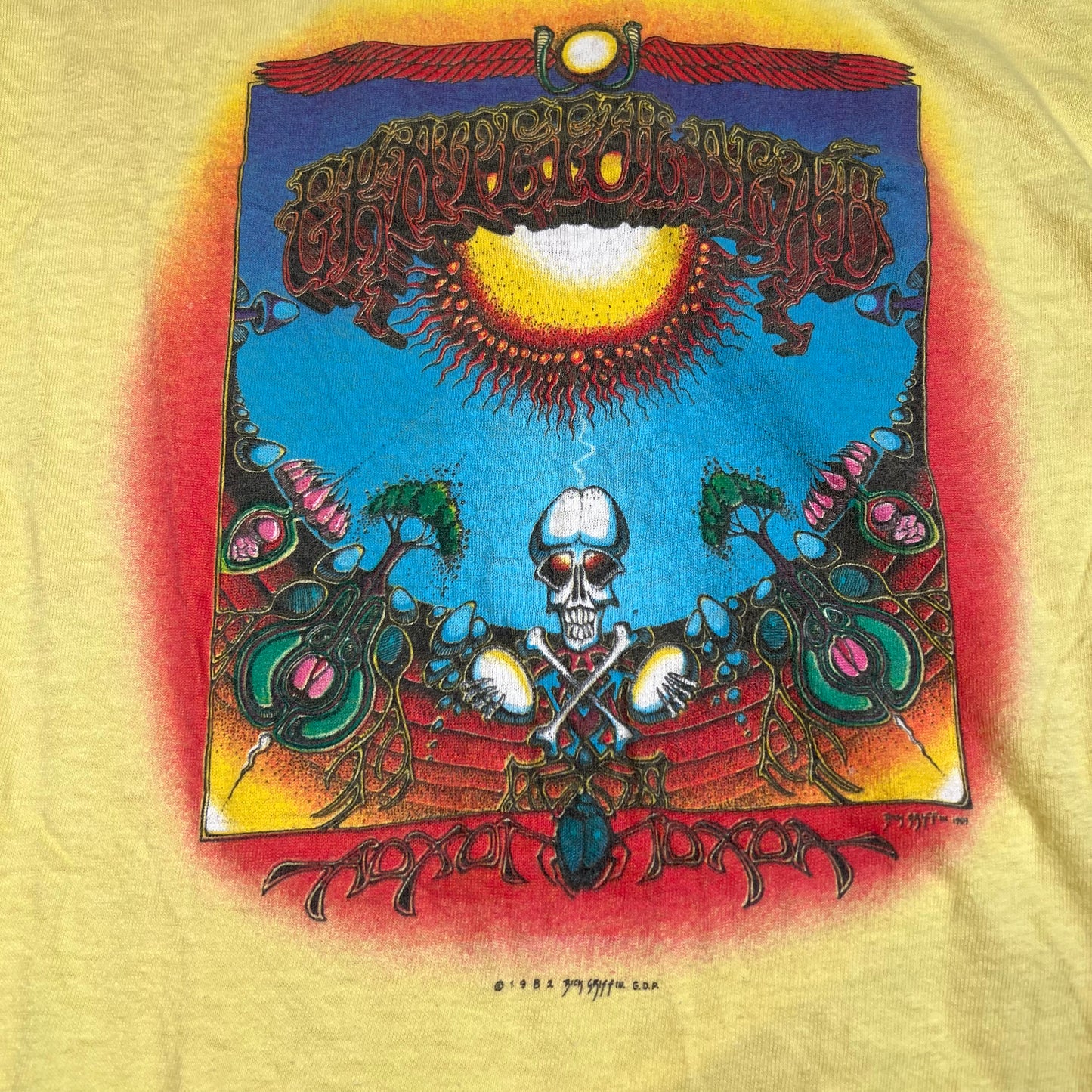 1982 Grateful Dead Aoxomoxoa Cover Yellow Tee Size XL USED v15391