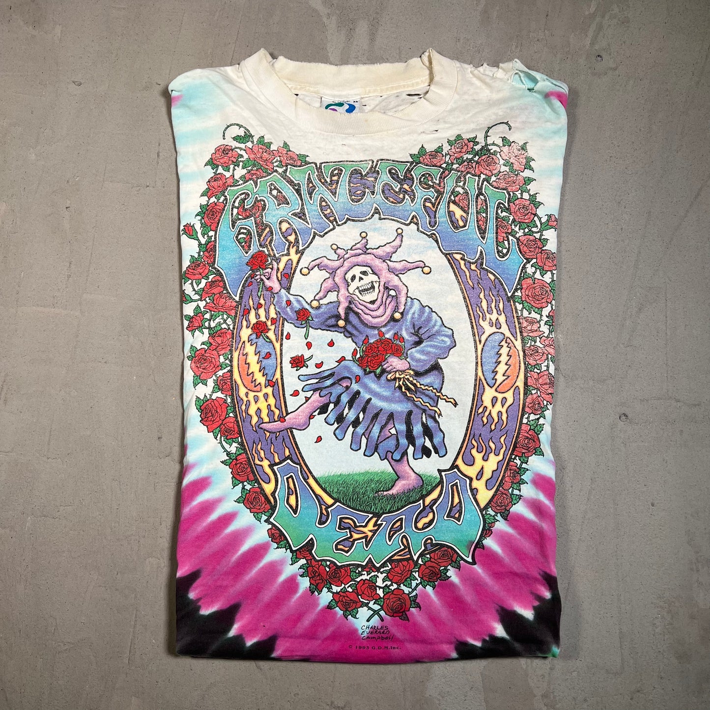 1993 Grateful Dead Dancing Jester Endless Tour Tee Size XL USED v16297