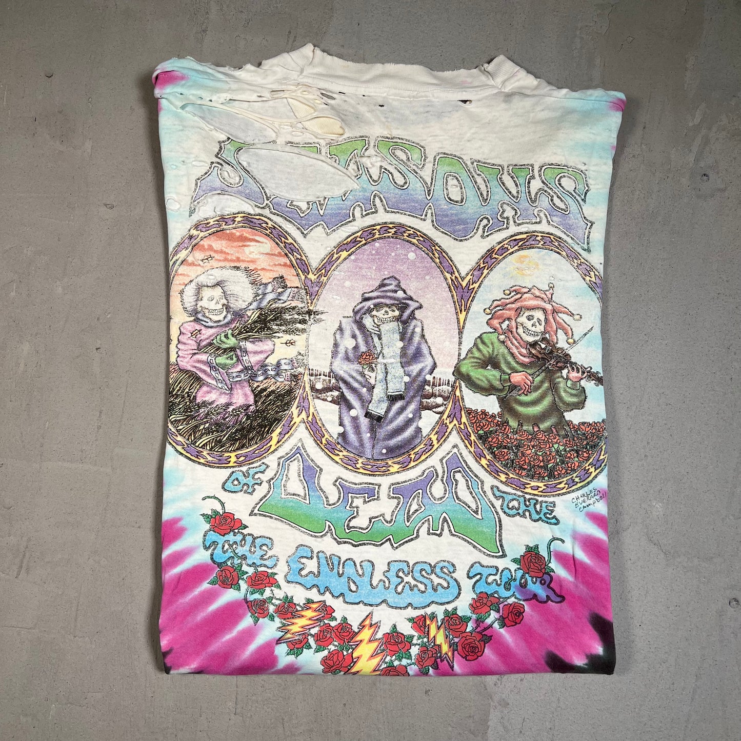 1993 Grateful Dead Dancing Jester Endless Tour Tee Size XL USED v16297