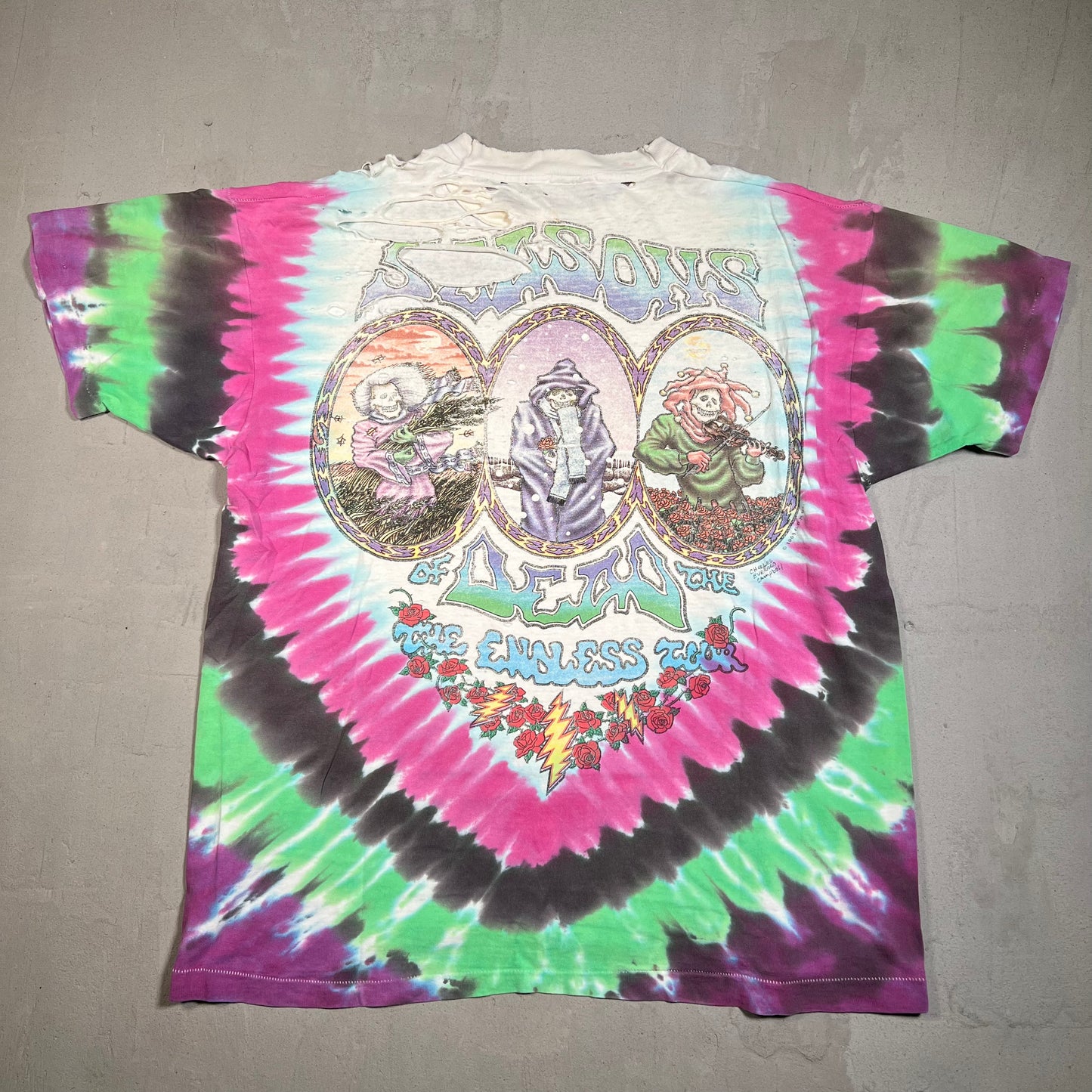 1993 Grateful Dead Dancing Jester Endless Tour Tee Size XL USED v16297