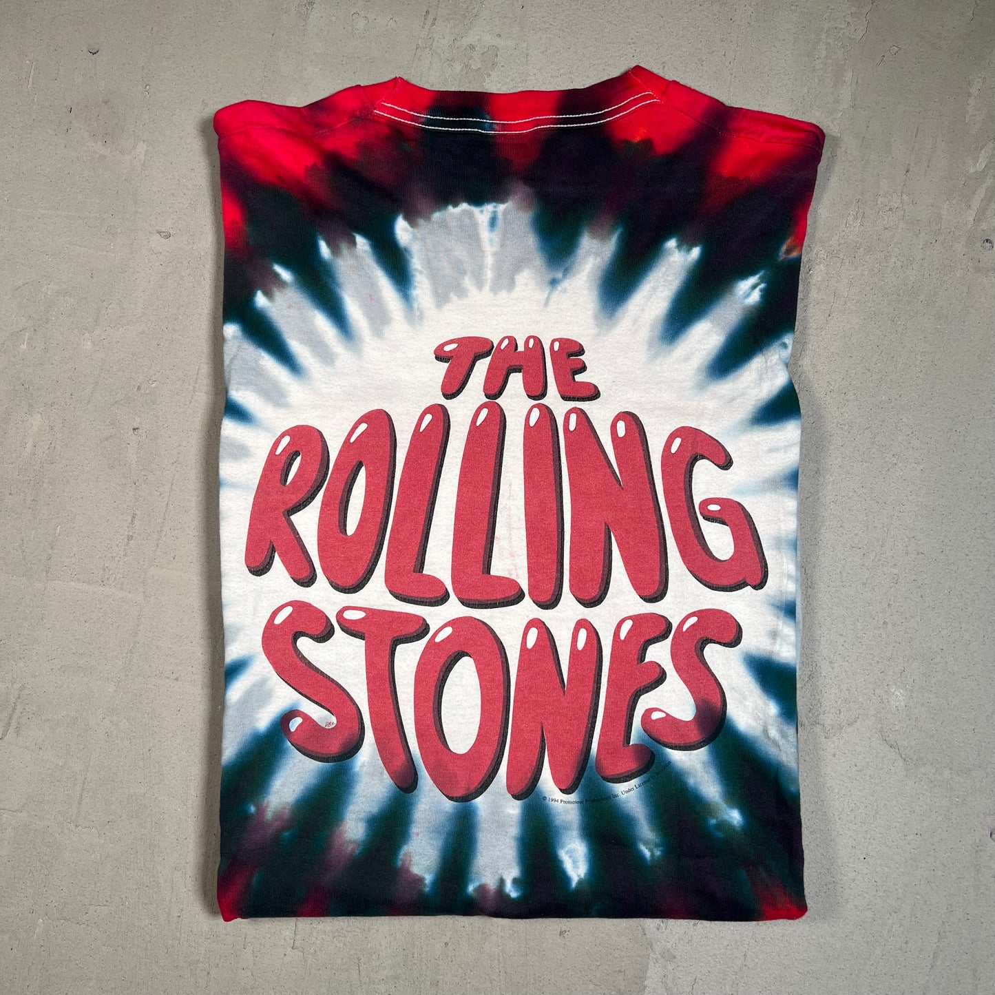1994 Rolling Stones Liquid Blue Tag Tie Dye Tee Size XL USED v14603