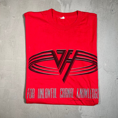 1991 Van Halen "Carnal Knowledge" Red Tee Size XL USED v15477