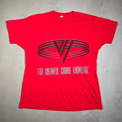 1991 Van Halen "Carnal Knowledge" Red Tee Size XL USED v15477
