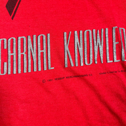 1991 Van Halen "Carnal Knowledge" Red Tee Size XL USED v15477
