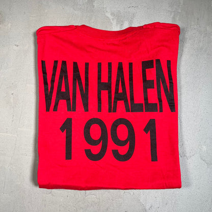 1991 Van Halen "Carnal Knowledge" Red Tee Size XL USED v15477