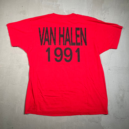 1991 Van Halen "Carnal Knowledge" Red Tee Size XL USED v15477