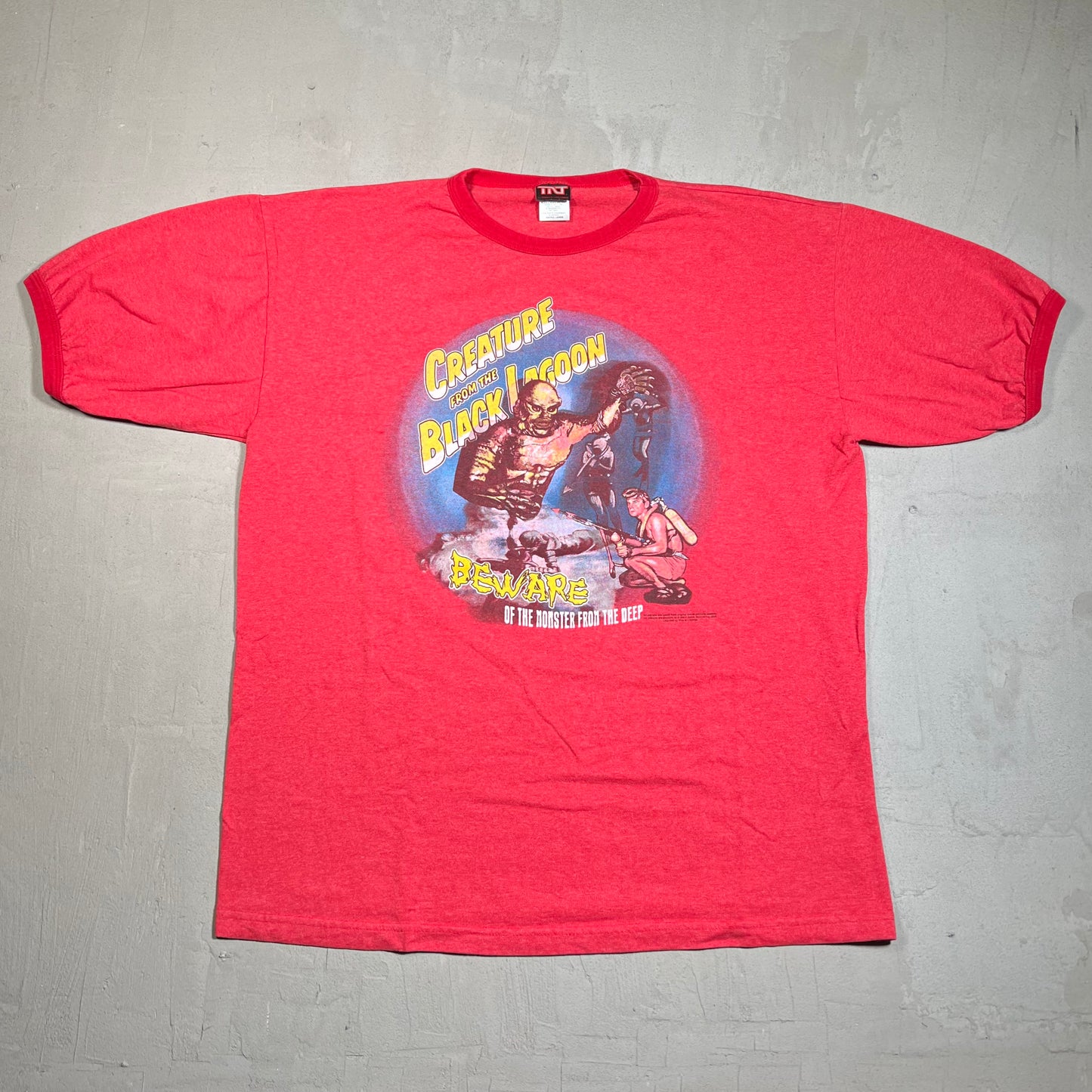 2005 Creature From The Black Lagoon Beware Red Tee Size XL USED v19598