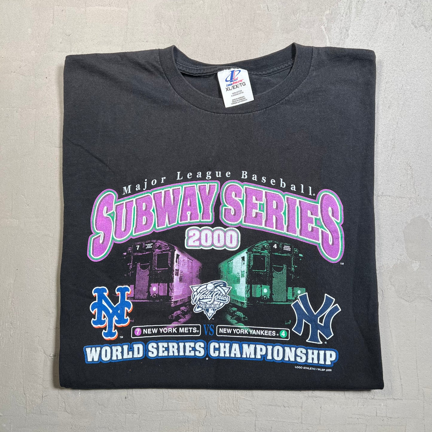 2000 Mets Yankees Subway Series Champs Black Tee Size XL USED v19597