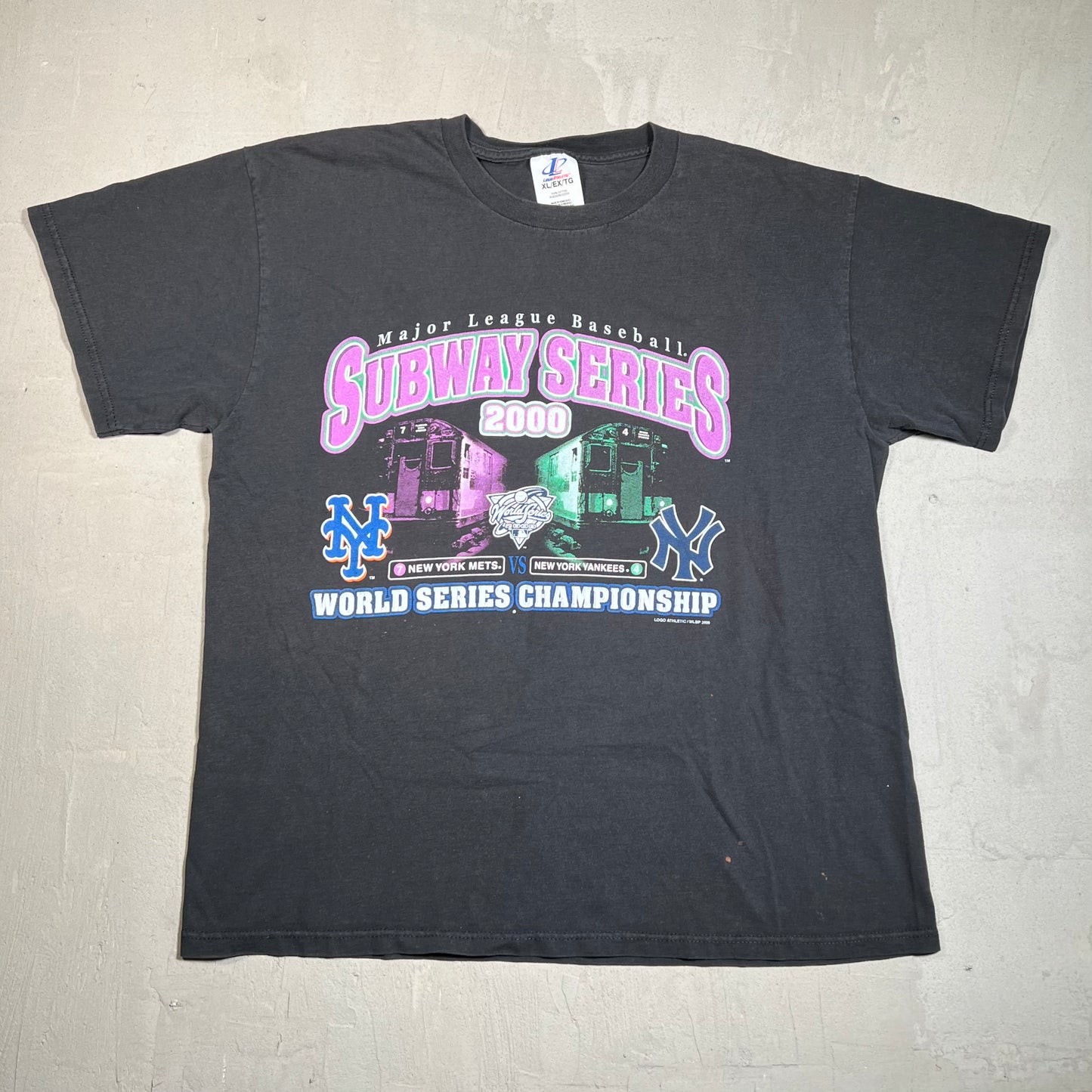 2000 Mets Yankees Subway Series Champs Black Tee Size XL USED v19597