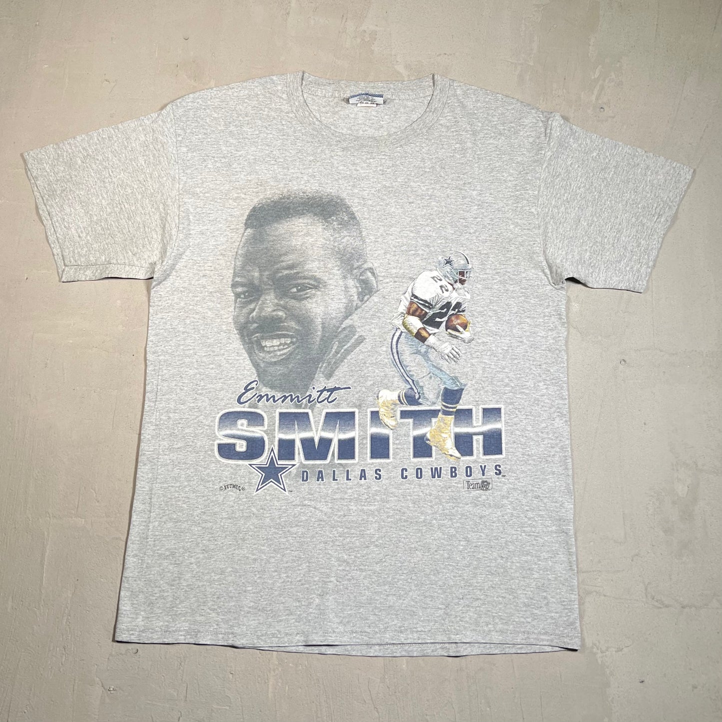Y2K Emmitt Smith Dallas Cowboys Grey Tee Size Large USED v19596