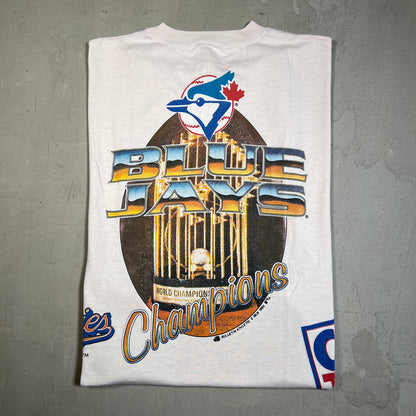 1992 Blue Jays Toronto World Champs AOP Stained Tee Size XL USED v19594