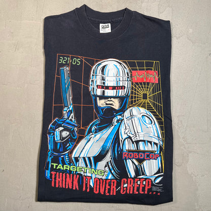 1990 Robocop Think It Over Creep Black Tee Size Large USED v19593
