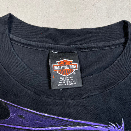 1987 Harley Davidson Green Dragon Boswell Tn Black Tee Size Large USED v19592