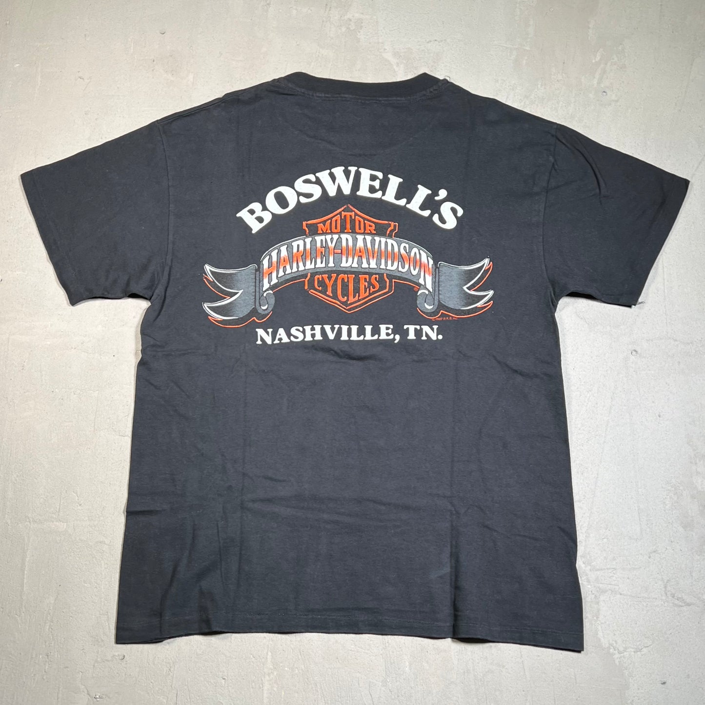 1987 Harley Davidson Green Dragon Boswell Tn Black Tee Size Large USED v19592