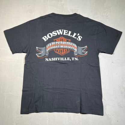 1987 Harley Davidson Green Dragon Boswell Tn Black Tee Size Large USED v19592