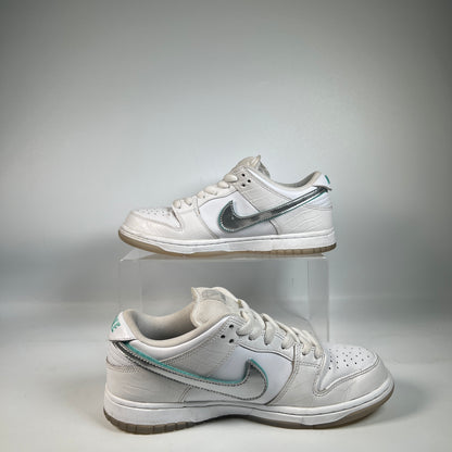 Nike SB Dunk Low Diamond Supply White Diamond (2018) Size 7.5 USED s23005