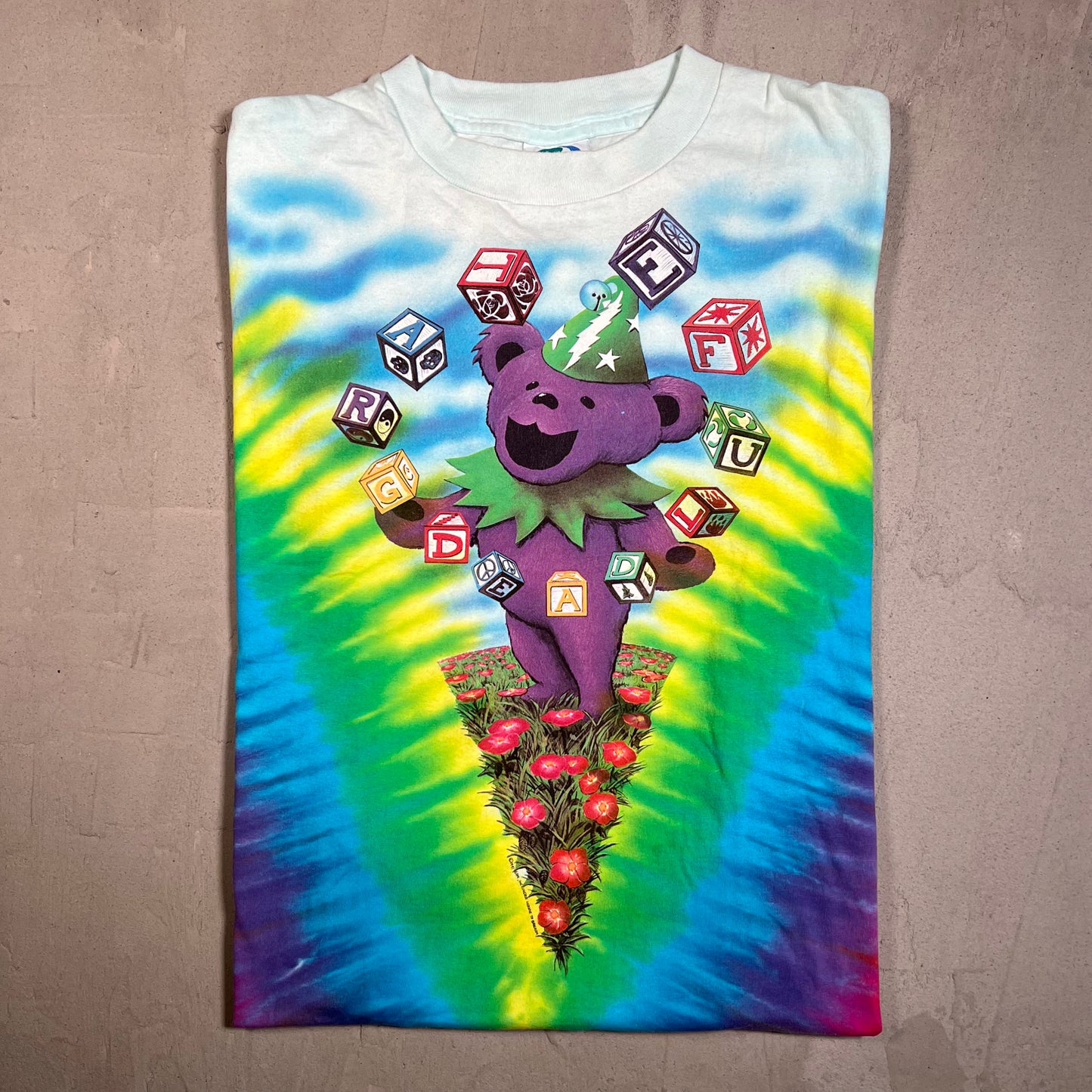 1991 Grateful Dead Spring Tour Tie Dye Tee Liquid Blue Tag Size XL USED v12085