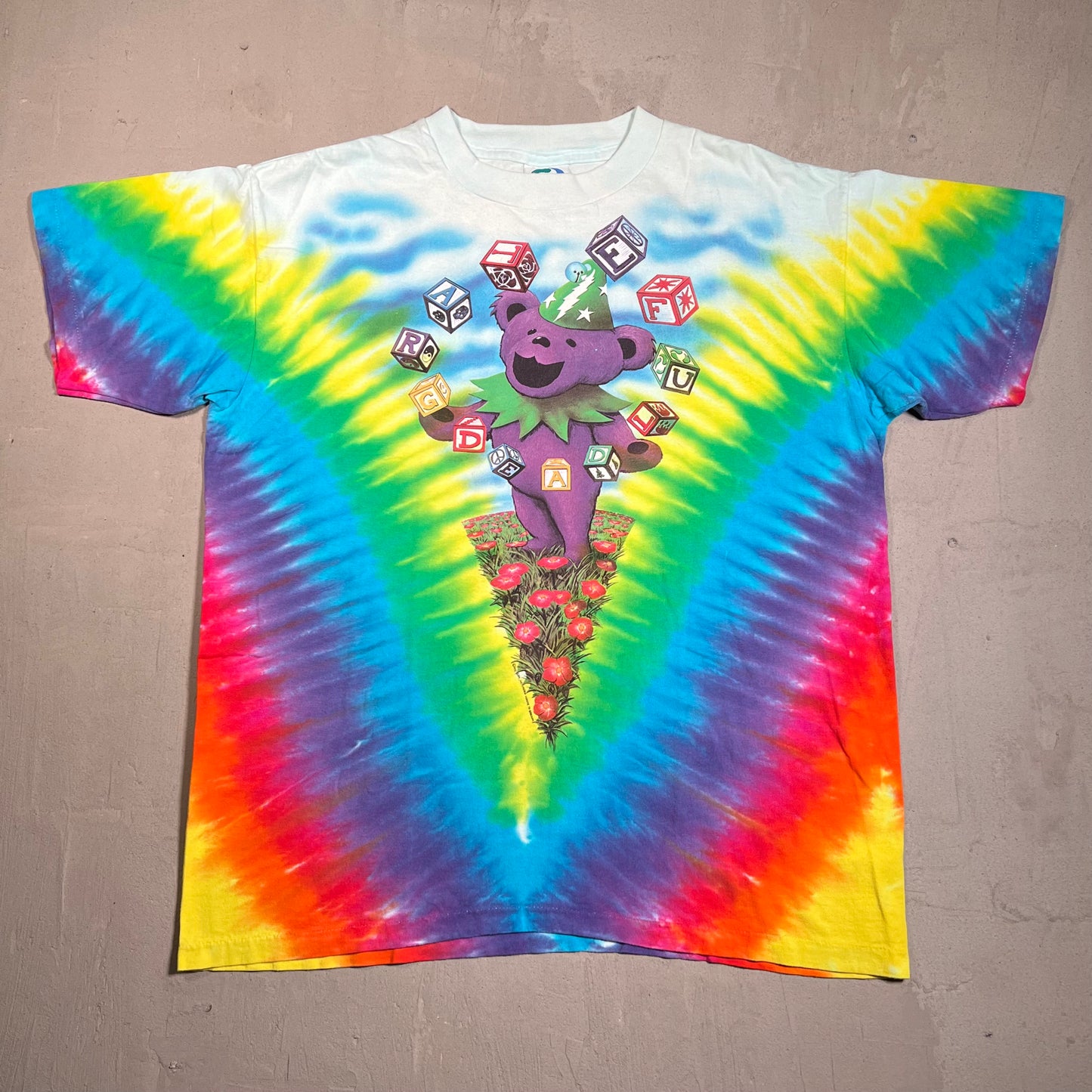 1991 Grateful Dead Spring Tour Tie Dye Tee Liquid Blue Tag Size XL USED v12085