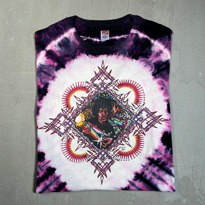 1986 Jimi Hendrix Mikio Kennedy Purple Tie Dye Tee Size Large USED v16050