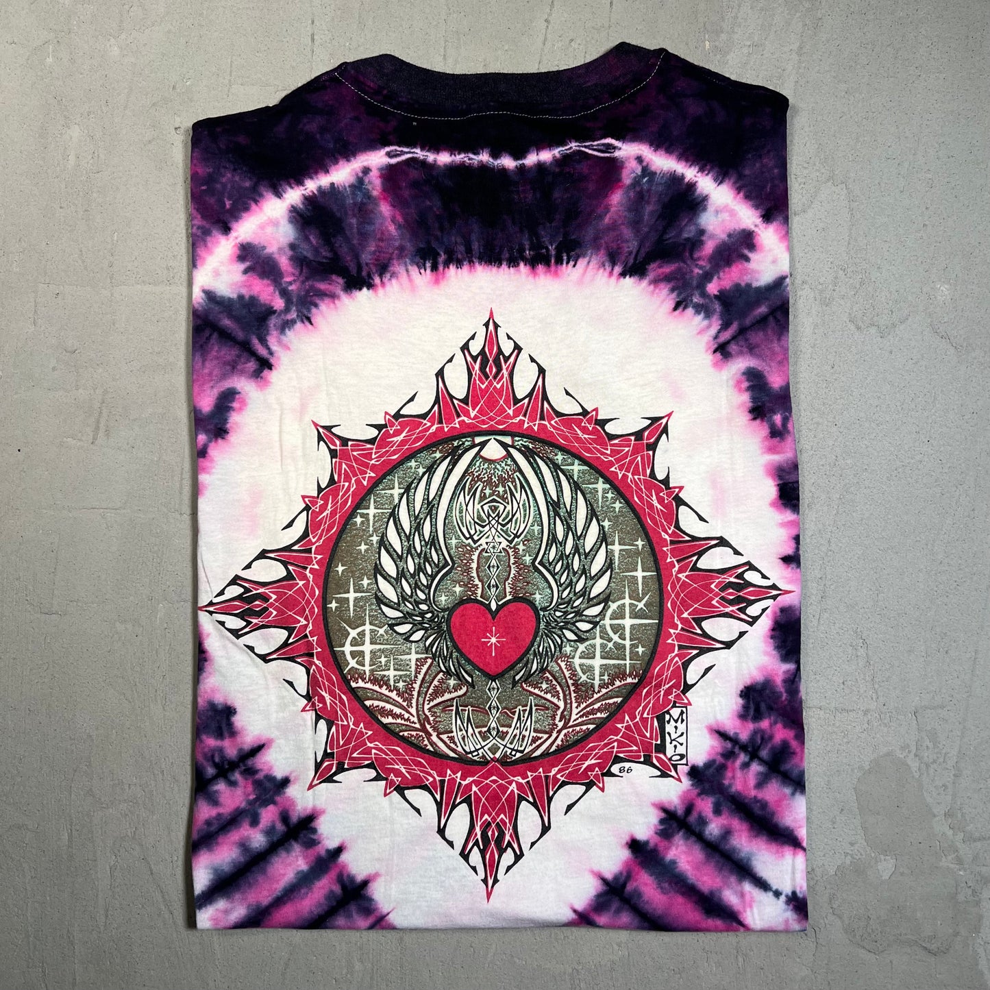 1986 Jimi Hendrix Mikio Kennedy Purple Tie Dye Tee Size Large USED v16050