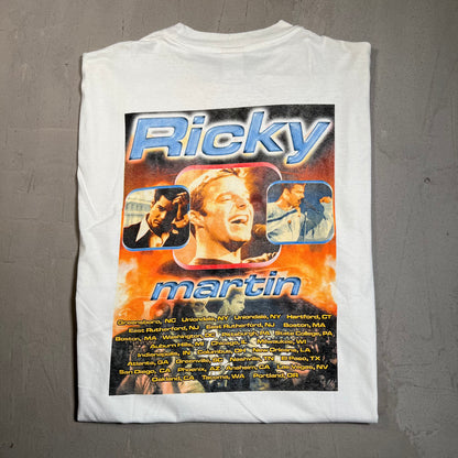 Y2K Ricky Martin Rap Style White Tee Size Large USED v16173