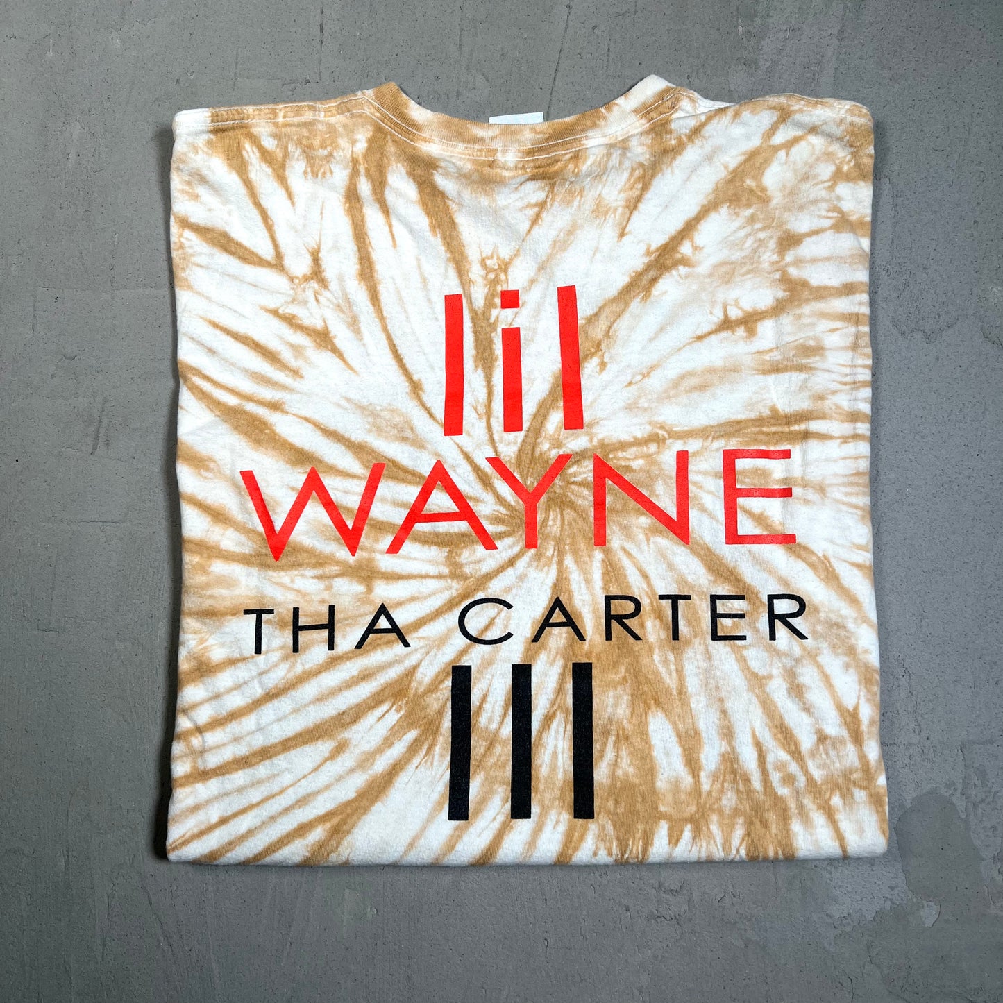 2008 Lil Wayne The Carter 3 Brown Tie Dye Tee Size Large USED v15966
