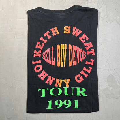 1991 Keith Sweat x Johnny Gill x Bell Biv Devoe Black Tour Tee Size Large USED v16081