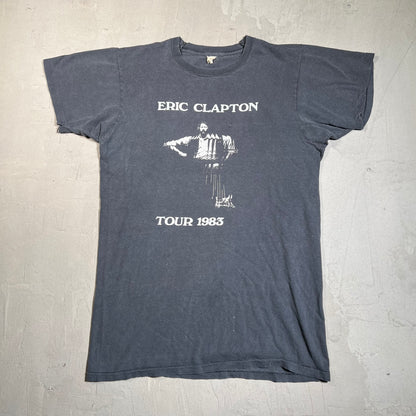 1983 Eric Capton Camel American Tour Black Tee Size Large USED v17203