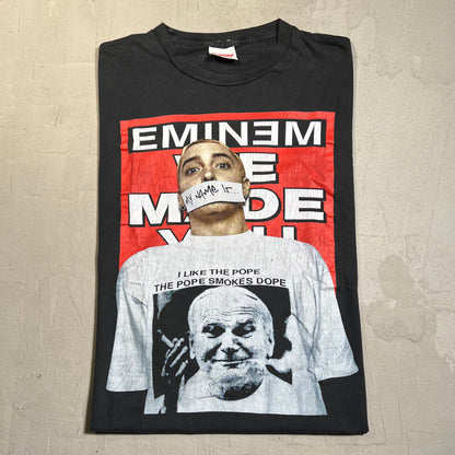 Eminem My Name Is... Pope Smokes Dope Black Tee Size Large USED v8846
