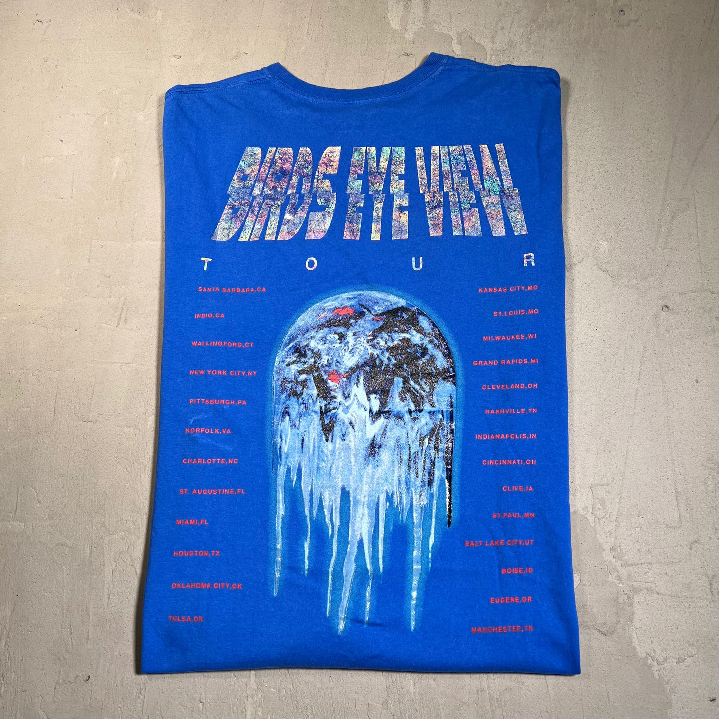 Travis Scott Birds Eye View 2017 Blue Tour Tee Size XL USED x14398