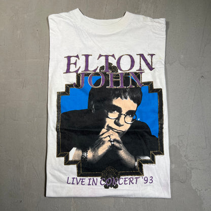 1993 Elton John Live in Concert White Tee Size Large USED v14953