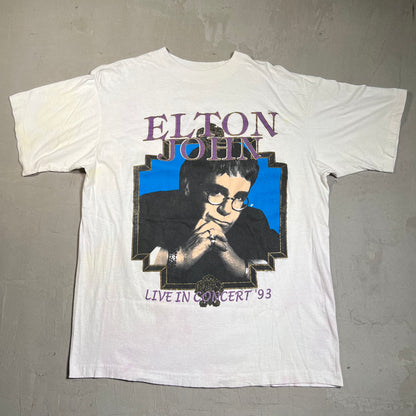 1993 Elton John Live in Concert White Tee Size Large USED v14953
