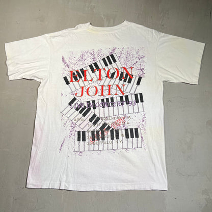 1993 Elton John Live in Concert White Tee Size Large USED v14953