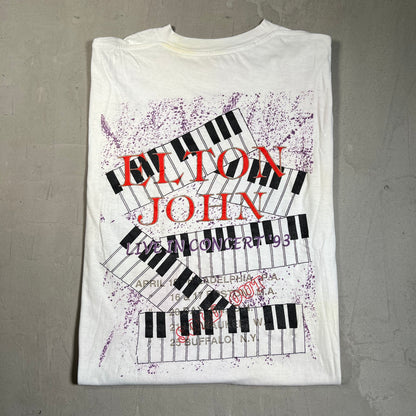 1993 Elton John Live in Concert White Tee Size Large USED v14953